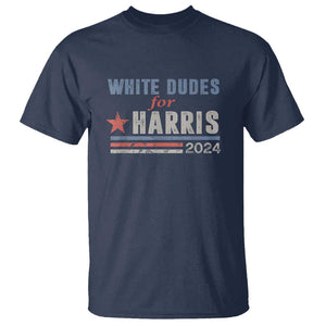 Kamala For President T Shirt White Dudes For Harris 2024 TS02 Navy Print Your Wear