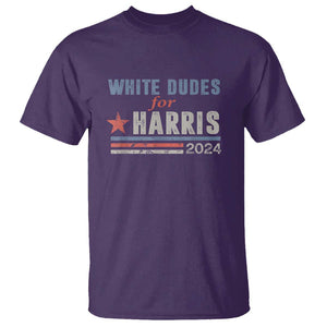 Kamala For President T Shirt White Dudes For Harris 2024 TS02 Purple Print Your Wear