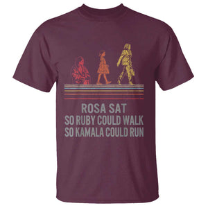 Empowered Women T Shirt Rosa Sat So Ruby Could Walk So Kamala Could Run TS02 Maroon Print Your Wear