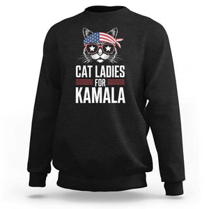 Harris 2024 For President Sweatshirt Cat Ladies For Kamala TS02 Black Print Your Wear