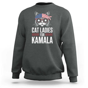 Harris 2024 For President Sweatshirt Cat Ladies For Kamala TS02 Dark Heather Print Your Wear