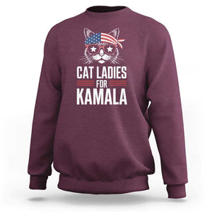 Harris 2024 For President Sweatshirt Cat Ladies For Kamala TS02 Maroon Print Your Wear