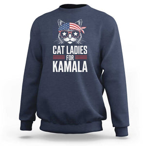 Harris 2024 For President Sweatshirt Cat Ladies For Kamala TS02 Navy Print Your Wear