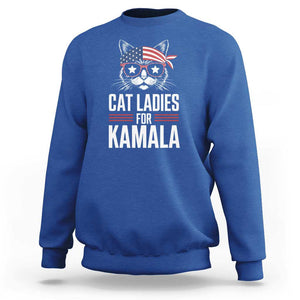 Harris 2024 For President Sweatshirt Cat Ladies For Kamala TS02 Royal Blue Print Your Wear