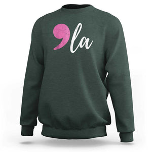 Harris 2024 Sweatshirt Comma La Kamala For President Pink Punctuation Mark TS02 Dark Forest Green Print Your Wear