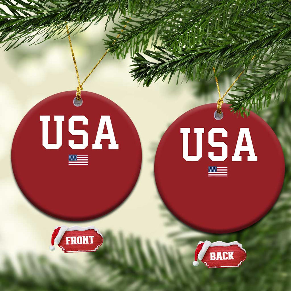 USA Christmas Ornament Patriotic American Flag TS02 Circle Red Print Your Wear