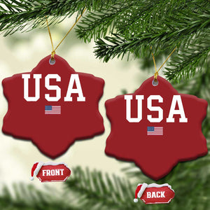 USA Christmas Ornament Patriotic American Flag TS02 Snow Flake Red Print Your Wear