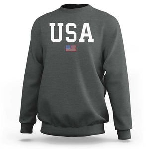 USA Sweatshirt Patriotic American Flag TS02 Dark Heather Print Your Wear