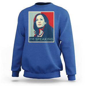 Funny Kamala Harris Sweatshirt I'm Speaking 2024 Madam President TS02 Royal Blue Print Your Wear