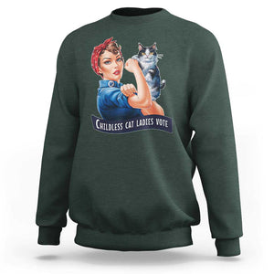 I'm With Her Kamala Sweatshirt Childless Cat Ladies Vote TS02 Dark Forest Green Print Your Wear