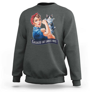 I'm With Her Kamala Sweatshirt Childless Cat Ladies Vote TS02 Dark Heather Print Your Wear