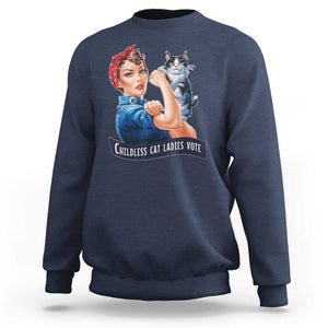 I'm With Her Kamala Sweatshirt Childless Cat Ladies Vote TS02 Navy Print Your Wear