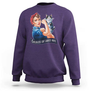 I'm With Her Kamala Sweatshirt Childless Cat Ladies Vote TS02 Purple Print Your Wear