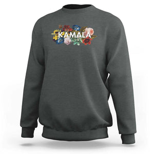 Floral Kamala 2024 Sweatshirt Feminine Vintage Madam President TS02 Dark Heather Print Your Wear