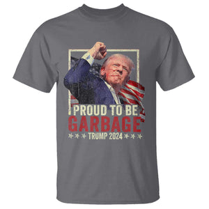 Garbage For Trump 2024 T Shirt Proud To Be Garbage Donald Raised Fist TS02 Charcoal Print Your Wear