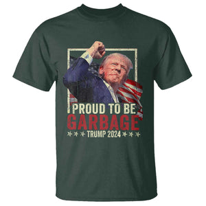 Garbage For Trump 2024 T Shirt Proud To Be Garbage Donald Raised Fist TS02 Dark Forest Green Print Your Wear