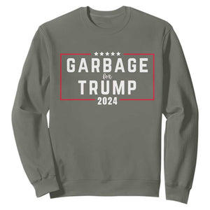 Garbage For Trump 2024 Sweatshirt US 47th President TS02 Military Green Print Your Wear