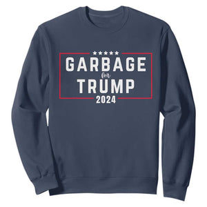 Garbage For Trump 2024 Sweatshirt US 47th President TS02 Navy Print Your Wear