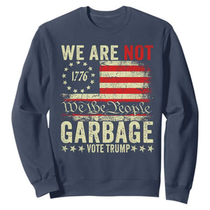 Garbage For Trump 2024 Sweatshirt We Are Not Garbage We The People American Flag TS02 Navy Print Your Wear