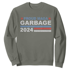 Proud Garbage 2024 Sweatshirt Vote Trump for President Election TS02 Military Green Print Your Wear