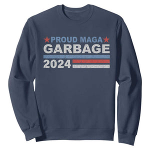 Proud Garbage 2024 Sweatshirt Vote Trump for President Election TS02 Navy Print Your Wear