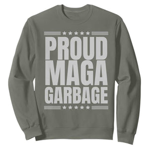 Proud Garbage 2024 Sweatshirt Vote Trump for President TS02 Military Green Print Your Wear