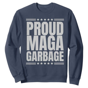 Proud Garbage 2024 Sweatshirt Vote Trump for President TS02 Navy Print Your Wear