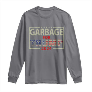 Garbage For Trump 2024 Long Sleeve Shirt 47th President American Flag TS02 Charcoal Print Your Wear