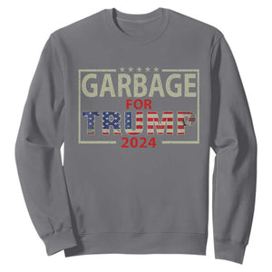 Garbage For Trump 2024 Sweatshirt 47th President American Flag TS02 Charcoal Print Your Wear