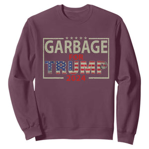 Garbage For Trump 2024 Sweatshirt 47th President American Flag TS02 Maroon Print Your Wear