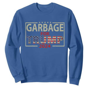 Garbage For Trump 2024 Sweatshirt 47th President American Flag TS02 Royal Blue Print Your Wear