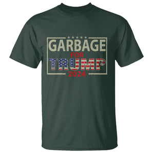 Garbage For Trump 2024 T Shirt 47th President American Flag TS02 Dark Forest Green Print Your Wear