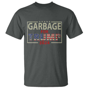 Garbage For Trump 2024 T Shirt 47th President American Flag TS02 Dark Heather Print Your Wear