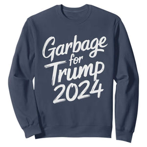 Garbage For Trump 2024 Sweatshirt We Are Not Garbage Vote Trump TS02 Navy Print Your Wear