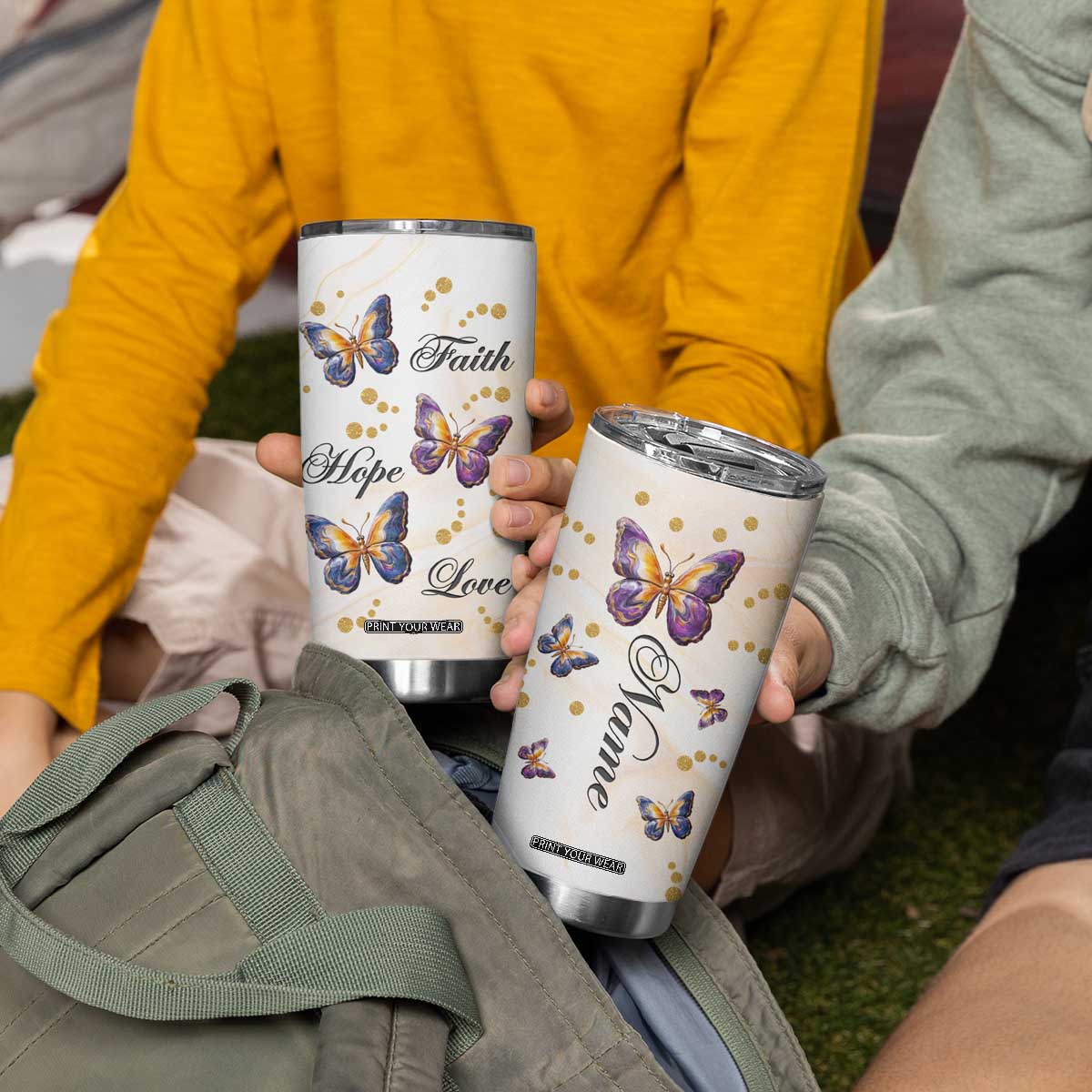 Butterfly Faith Hope Love Tumbler Cup Personalized TS04 Print Your Wear