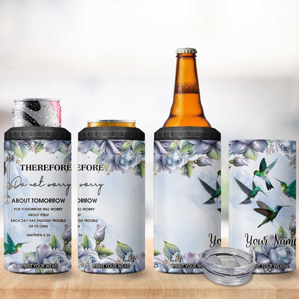Hummingbird Faith 4 in 1 Can Cooler Tumbler Personalized TS04 Print Your Wear