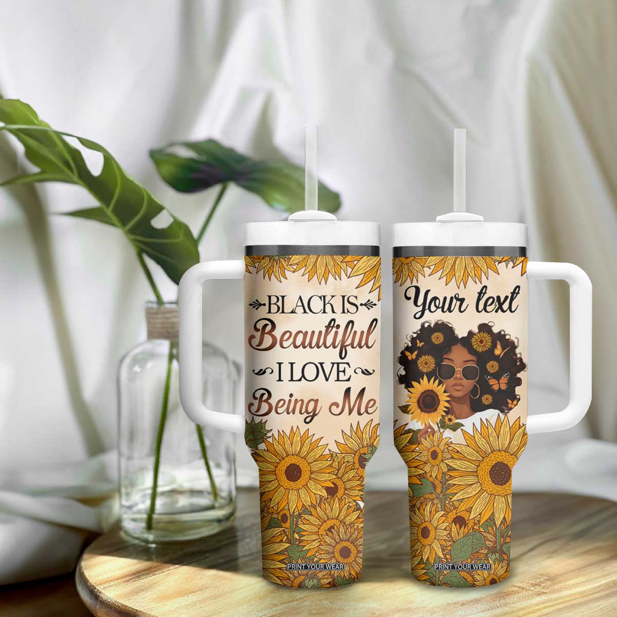 Black Is Beautiful I Love Being Me Tumbler With Handle Personalized TS04 Print Your Wear