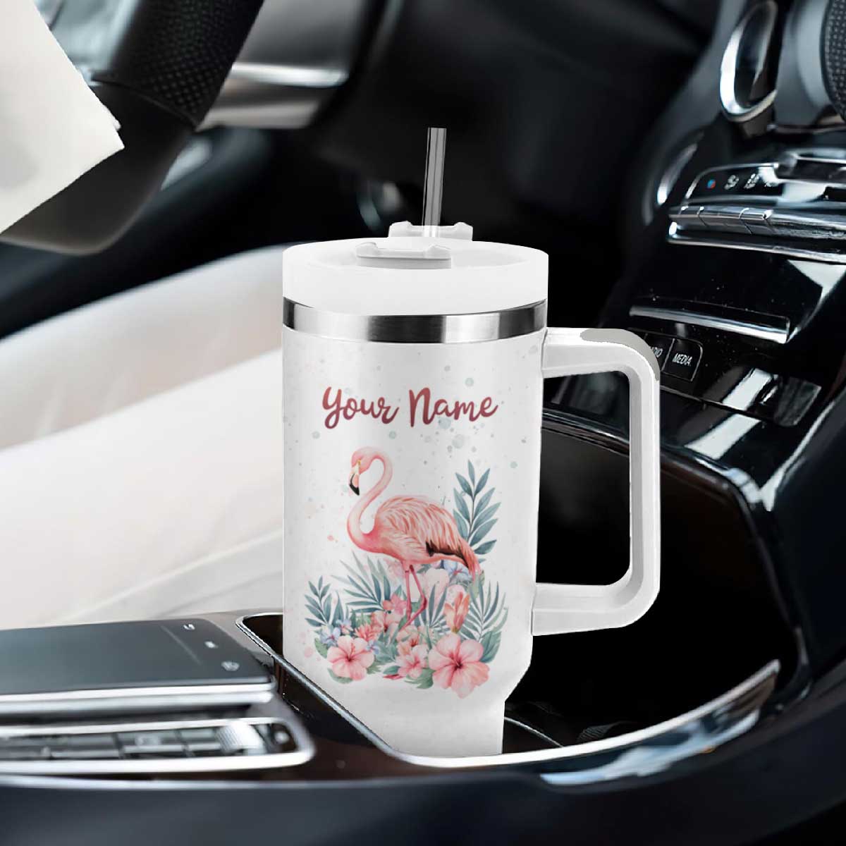 Be A Flamingo In A Flock Of Pigeons Tumbler With Handle Personalized TS04 Print Your Wear