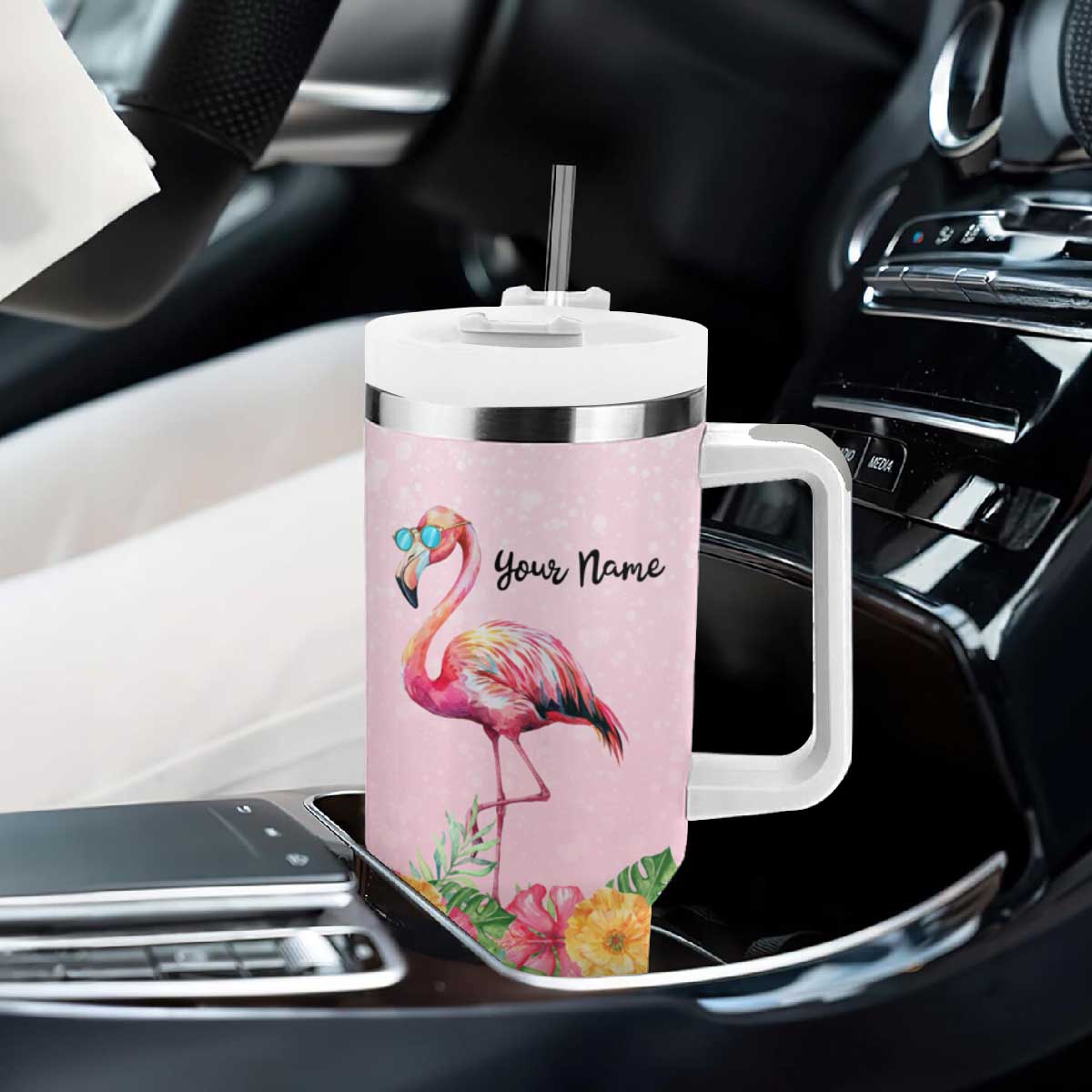 Flamingo Zero Flocks Given Tumbler With Handle Personalized TS04 Print Your Wear