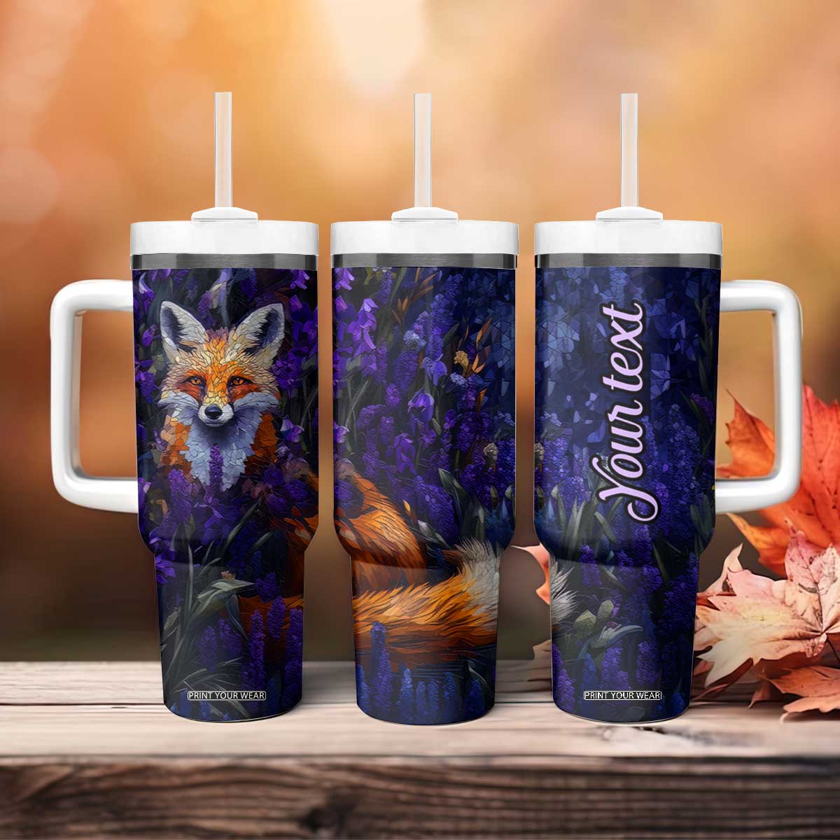 Fox Violet Crystal Mosaic Tumbler With Handle Personalized TS04 Print Your Wear