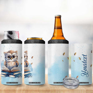 Book Owl 4 in 1 Can Cooler Tumbler Personalized TS04 Print Your Wear