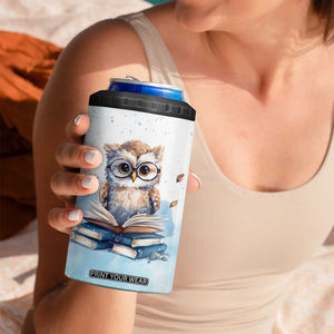 Book Owl 4 in 1 Can Cooler Tumbler Personalized TS04 Print Your Wear