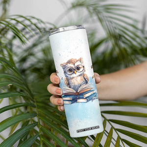 Book Owl Skinny Tumbler Personalized TS04 Print Your Wear