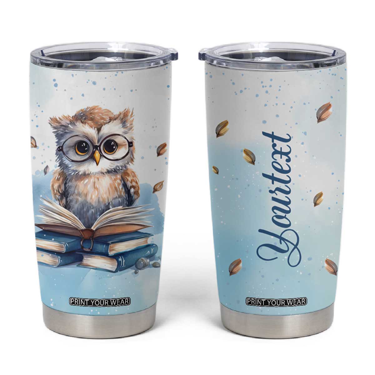 Book Owl Tumbler Cup Personalized TS04 Multicolor Print Your Wear