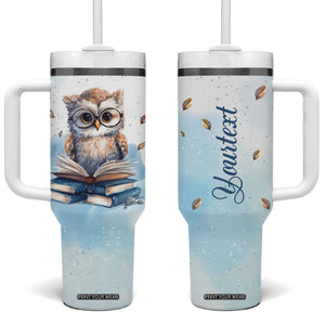 Book Owl Tumbler With Handle Personalized TS04 One Size: 40 oz Multicolor Print Your Wear