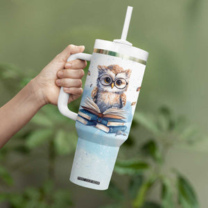 Book Owl Tumbler With Handle Personalized TS04 Print Your Wear