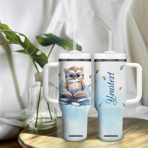 Book Owl Tumbler With Handle Personalized TS04 Print Your Wear