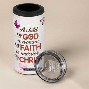 Black Woman A Child Of God A Woman Of Faith A Warrior Of Christ 4 in 1 Can Cooler Tumbler Personalized TS04 Print Your Wear