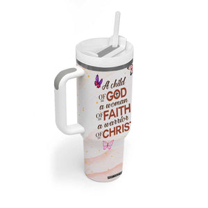 Black Woman A Child Of God A Woman Of Faith A Warrior Of Christ Tumbler With Handle Personalized TS04 Print Your Wear