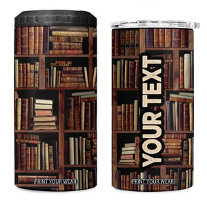 Vintage Book Pattern 4 in 1 Can Cooler Tumbler Personalized TS04 One Size: 16 oz Multicolor Print Your Wear